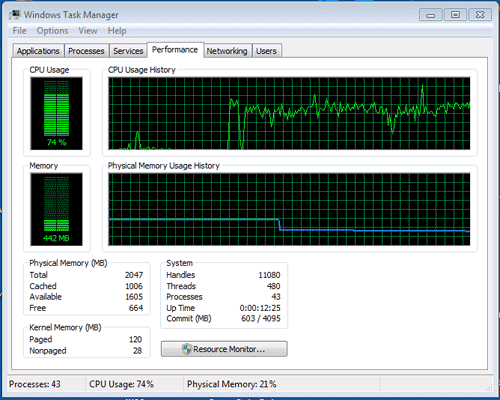 Windows > Voir l’état du CPU pendant l’attaque