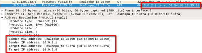Requête ARP (address resolution protocol) et réponse