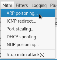 Kali > Lancer le programme Ettercap