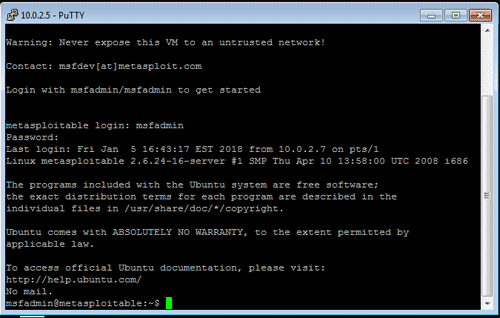 Windows 7 > Se connecter en FTP à Metasploitable