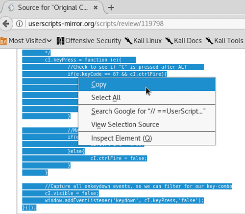 VM Kali > Installer original cookie injector