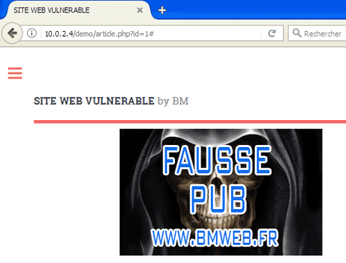 Incruster une fausse pub avec un iframe