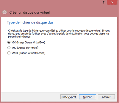 Type de fichier de disque dur