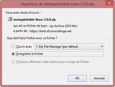 Téléchargement de Metasploitable