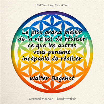 Le plus grand plaisir de la vie est de réaliser ce que les autres vous pensent incapable de réaliser — Walter Bagehot